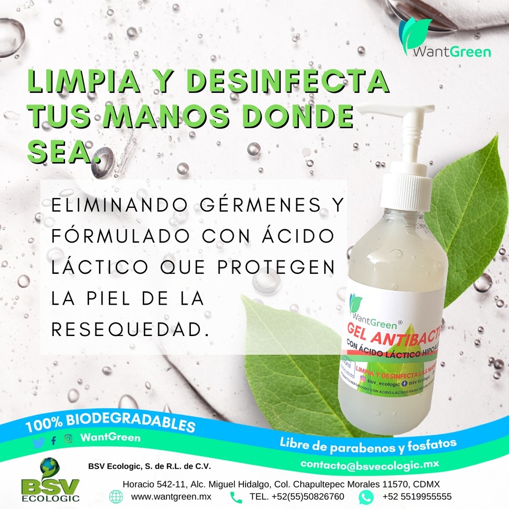 GEL SANITIZANTE CON ACIDO LÁCTICO 240 mls.